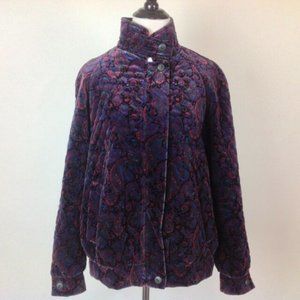 Vintage Sara Roberts Quilted Velvet Jacket Paisley Womens Medium USA